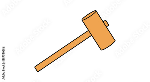 Single large wooden mallet or hammer used for various tasks like pounding mochi or professional woodworking.
