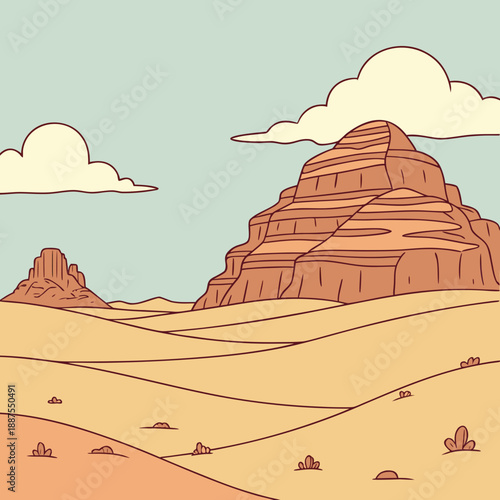 Desert landscape with rock formations