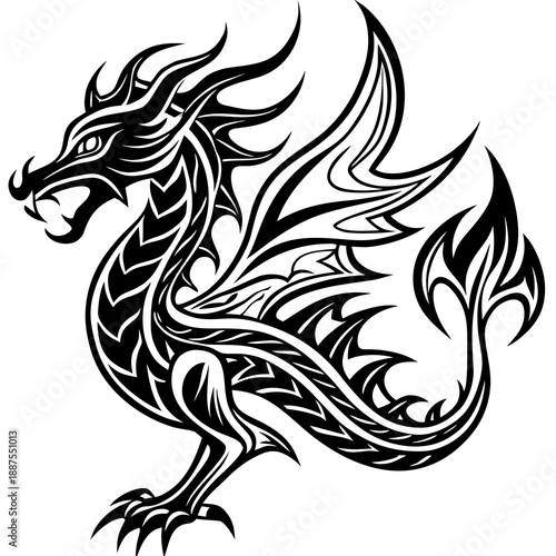 Wallpaper Mural Minimal Dragon Line Tattoo with Small Abstract Flair Torontodigital.ca