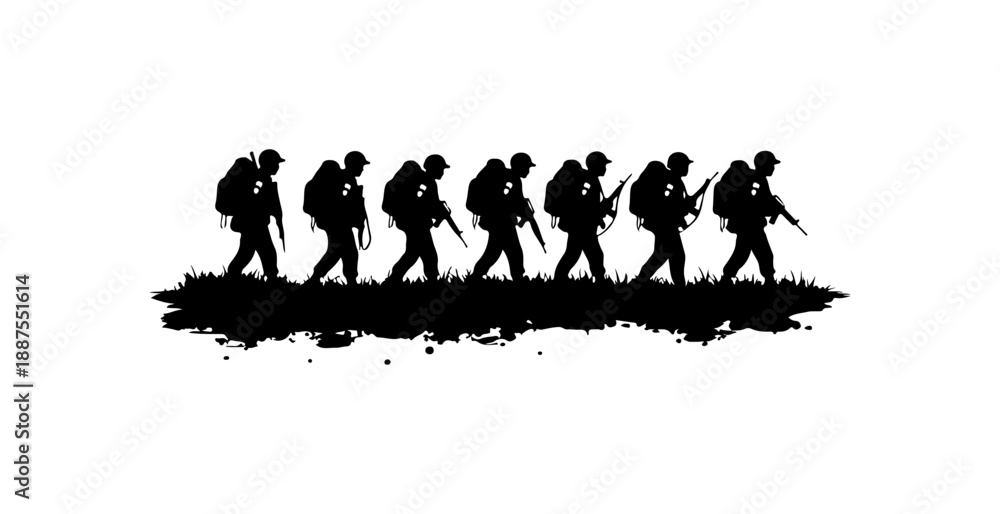 Obraz premium Soldiers Marching in Formation