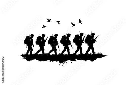 Soldiers Marching in Nature