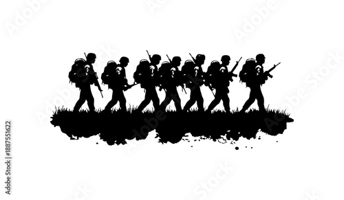 Soldiers Marching in Formation