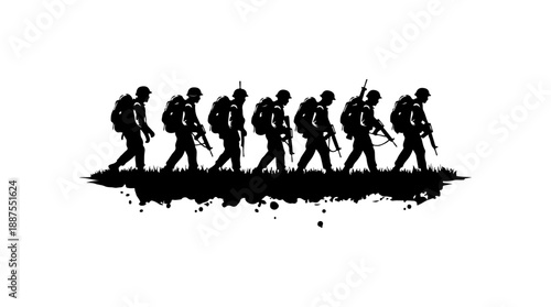 Soldiers Marching in Formation