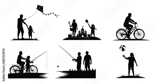 Family enjoying outdoor activities together in summer