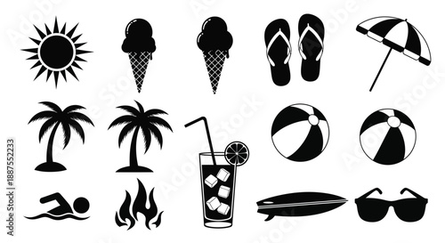 Summer vacation icons collection