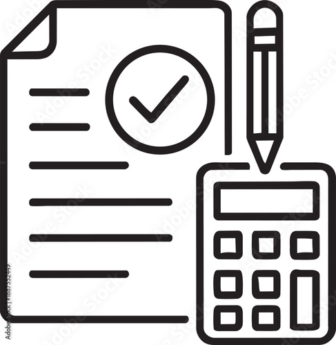 Checklist clipboard calculator icon outline