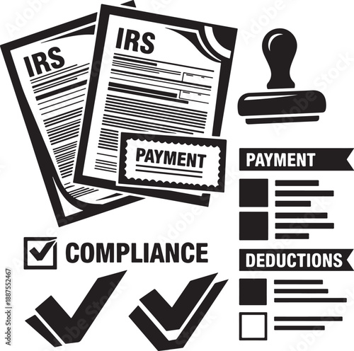 Tax Compliance and IRS Payment Vector Illustration for Business and Finance