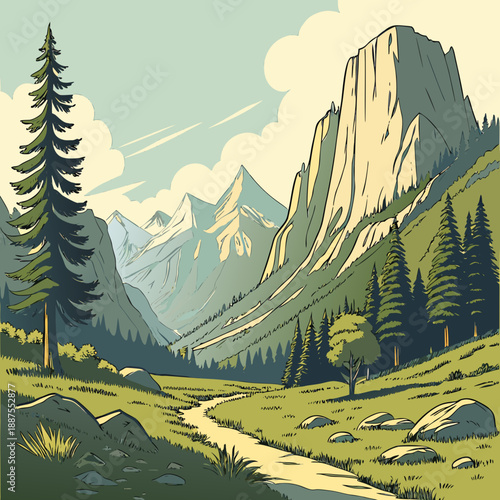 Mountain valley illustration