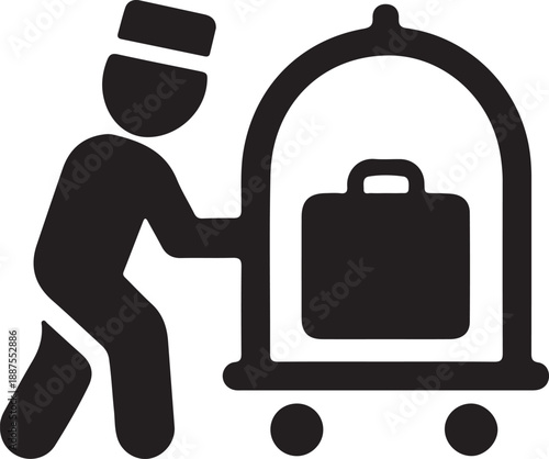 Bellhop Icon – Hotel Porter with Luggage Cart