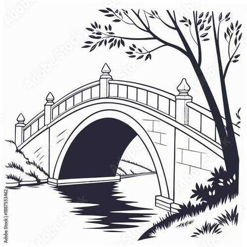 Serene bridge over calm waters