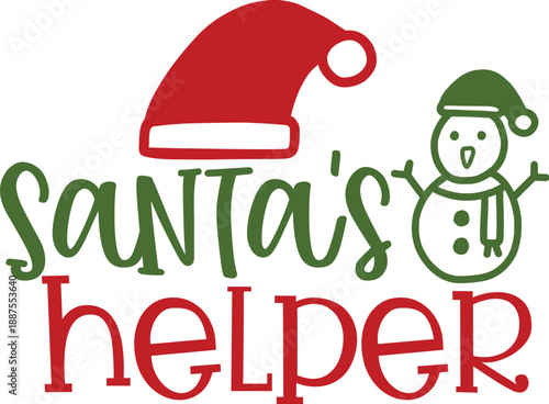 Cute illustration of Santa's helper, an elf with a present, ready for Christmas