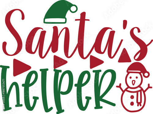 Charming illustration: 'Santa's Helper' with a cheerful, helpful demeanor
