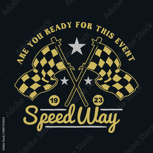 Speedway - Racing Cars and Track Vector Illustration