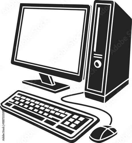 computer monitor and keyboard