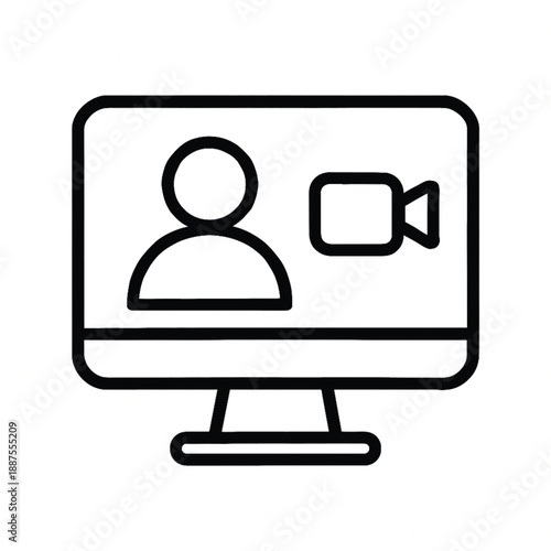 Glossy 3D vector illustration of a social network icon on an internet button displayed on a computer monitor screen as a professional web business profile sign for a user