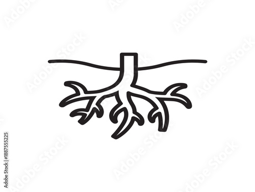 Minimalist tree illustration with roots