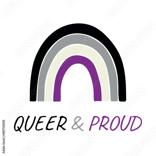 Colorful rainbow shape Asexual pride flag Happy pride day LGBTQIA community Pride Month Vector hand drawn doodle for posters, stickers, logo, cards