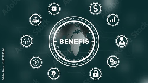 Employee benefits help to get the best human resources. Business concept. Abstract circuit technology background. 4k Business, technology, internet and networking concept
