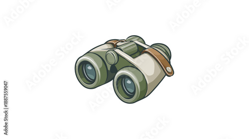 A detailed illustration of a pair of binoculars on a white background, side view