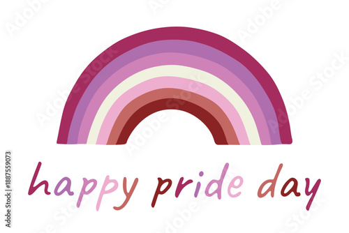 Colorful rainbow shape Lesbian pride flag Happy pride day LGBTQIA community Pride Month Vector hand drawn doodle for posters, stickers, logo, cards