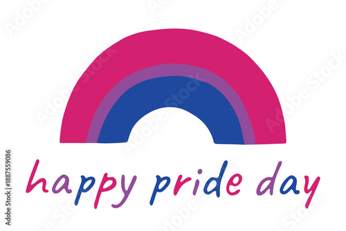 Colorful rainbow shape Bisexual pride flag Happy pride day LGBTQIA community Pride Month Vector hand drawn doodle for posters, stickers, logo, cards