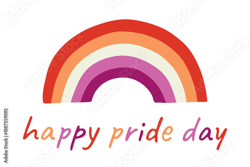 Colorful rainbow shape Lesbian pride flag Happy pride day LGBTQIA community Pride Month Vector hand drawn doodle for posters, stickers, logo, cards