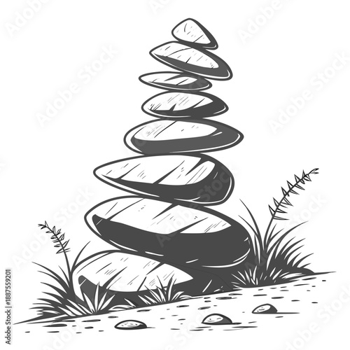 Spiral stone stack in nature