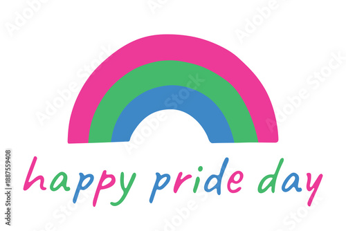 Colorful rainbow shape Polysexual pride flag Happy pride day LGBTQIA community Pride Month Vector hand drawn doodle for posters, stickers, logo, cards