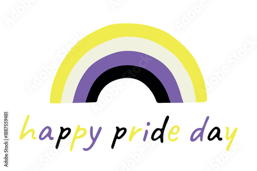 Colorful rainbow shape Non-binary pride flag Happy pride day LGBTQIA community Pride Month Vector hand drawn doodle for posters, stickers, logo, cards