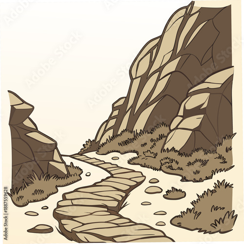 Stone path in mountainous landscape