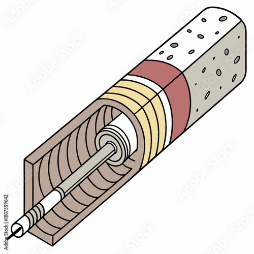Illustration of a pen with detailed components