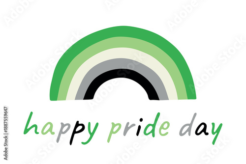 Colorful rainbow shape Aromantic pride flag Happy pride day LGBTQIA community Pride Month Vector hand drawn doodle for posters, stickers, logo, cards