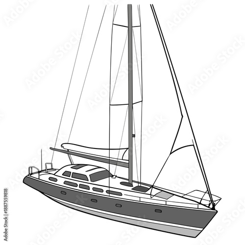 Sailing yacht illustration