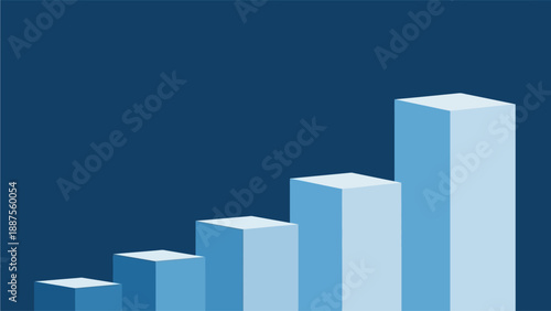This illustration shows a three dimensional bar chart concept representing data growth, analytics, and measurable progress. The design is suitable for reports, presentations, dashboards, and business 