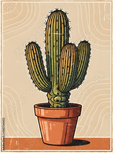 Vintage cactus with classic texture