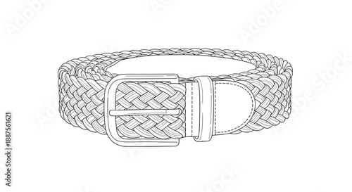 Detailed illustration of a woven belt with intricate pattern, isolated on a white background, showcasing classic design and craftsmanship