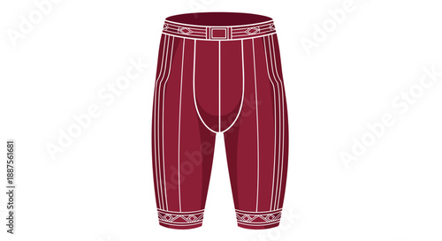 Illustration of maroon long johns isolated against a white background, showcasing detailed stitching and design elements