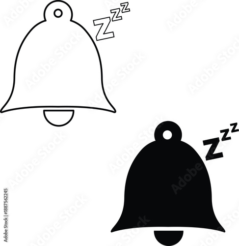 Snooze icon. Notification bell snooze sign. Alarm clock snooze symbol. flat style.