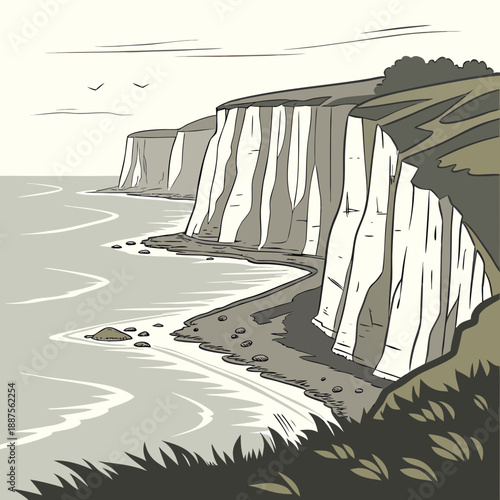Coastal cliffs illustration