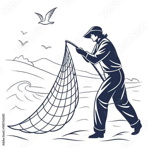Fisherman with net