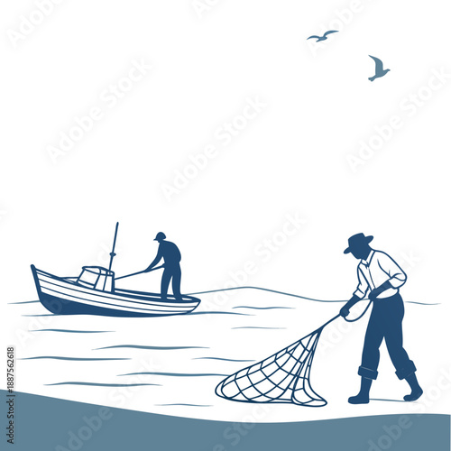 Fishing scene illustration