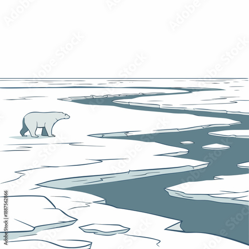 Polar bear in arctic landscape