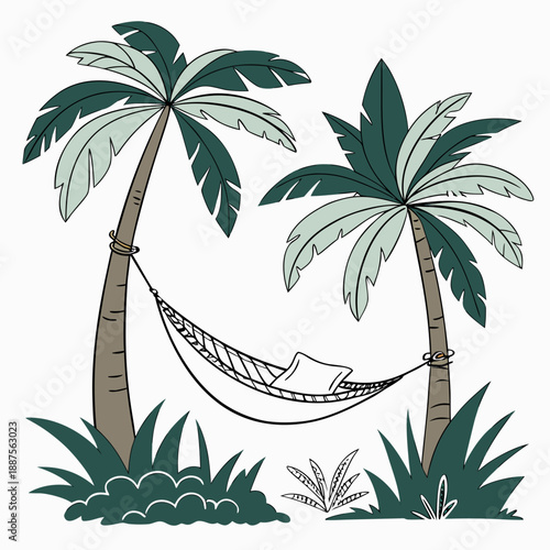Tropical paradise with hammock