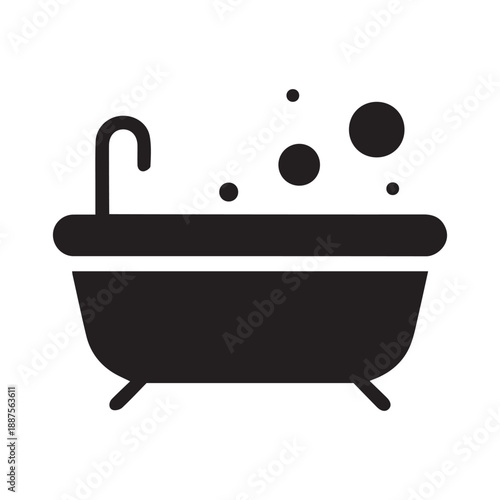 Bathtub icon vector, filled flat sign, solid pictogram isolated on white. Bath with bubble symbol, logo illustration.
