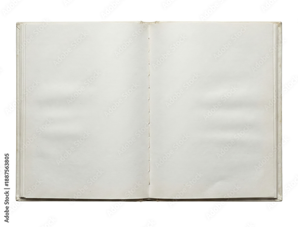 Naklejka premium Open Blank Book With Visible Stitching