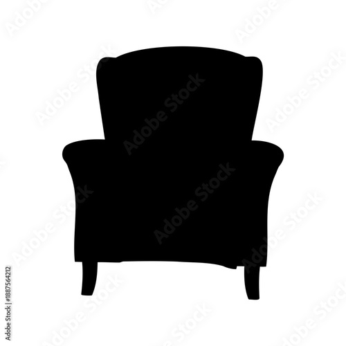 simple black armchair silhouette on white background illustration
