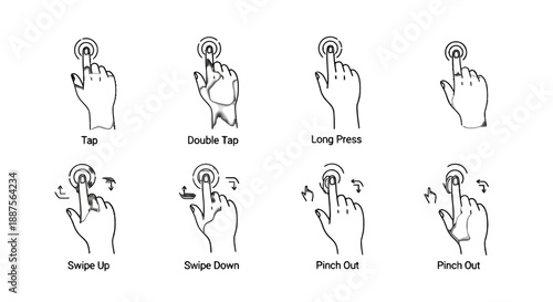 Hand Gestures for Touchscreen Devices Illustrated Guide.