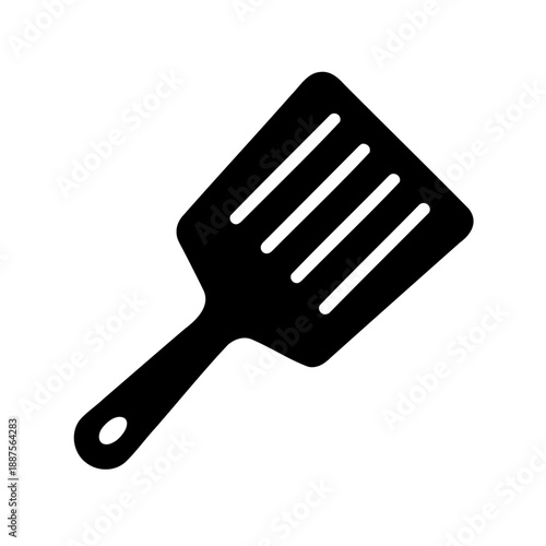 black kitchen spatula icon with four white parallel lines