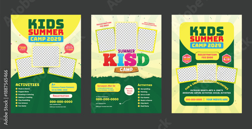kids summer camp and diploma poster layout poster or flyer for preschool children featuring