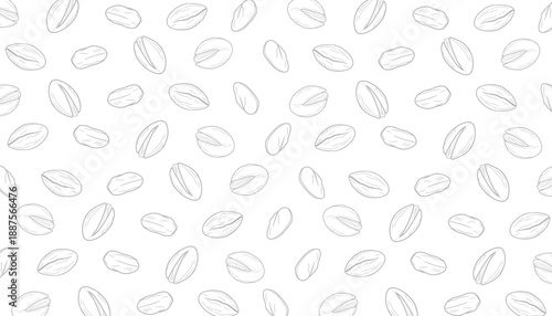Pistachio nut seamless pattern hand drawn line art style for packaging. Nuts outline hand drawn background texture.